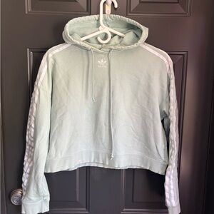 Adidas Light Green Cropped Hoodie